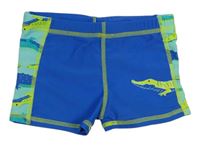 Modro-mátové nohavičkové plavky s krokodýlky zn. PUSBLU