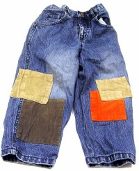 Modro-béžovo-khaki-oranžové riflovo/manžestrové kalhoty zn. Gap