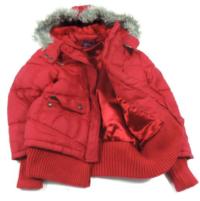 Červená šusťáková zimní bundička s kapucí zn. Gloss