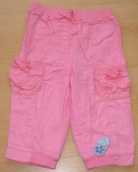 Růžové plátěné kalhoty s motýlkem zn. Cherokee