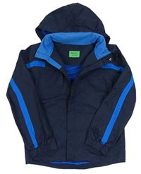 Tmavomodro-modrá šusťáková funkční jarní bunda s kapucí zn. Mountain Warehouse