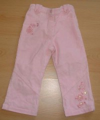 Růžové manžestrové kalhoty s kytičkami zn. Early Days