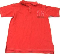 Červené tričko s číslem a límečkem zn. Next, vel. 12 let