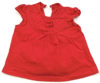 Červené tričko s dírkovanou výšivkou zn. Early days