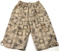 Outlet - Béžové 3/4 plátěné kalhoty se vzorem zn. Jushan 