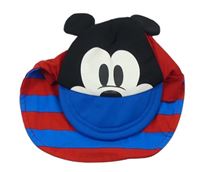 Černo-modro-červená pruhovaná UV čepice s Mickey zn. Disney