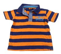 Tmavomodro-oranžové pruhované polo tričko s výšivkou zn. Kiki&Koko