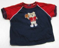 Modro-červené tričko s medvídkem