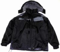 Černo-šedá šusťáková zimní bunda s kapucí zn. Parallel