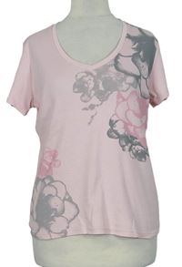Dámské světlerůžové tričko s květy zn. M&S