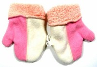 Růžovo-smetanové fleecové oteplené rukavičky