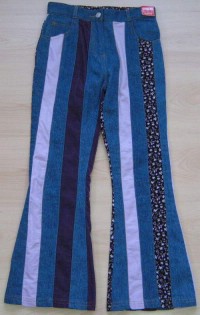 Modro- fialové riflovo- manžestrové kalhoty vel. 140