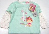 Outlet - Světlezeleno-smetanové triko s holčičkou