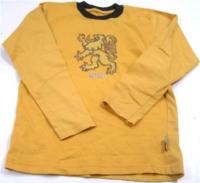 Žluto-hnědé triko s výšivkou  