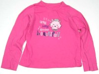 Růžové triko s kočičkou a nápisy