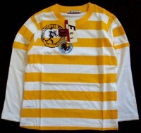 Žluto-bílé pruhované triko vel. 146 - nové