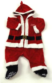 Červený sametový vánoční overálek s kapucí - Santa Claus zn. St. Bernard