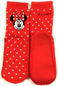 Outlet - Červené mokasíny s ponožkami a Minnií zn. Disney vel. 23-26