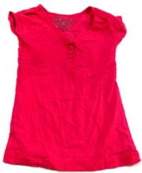 Křiklavě růžové tričko s knoflíkovou lištou zn.Y.D.