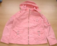Růžový šusťákový kabátek s kapucí vel. 10 let