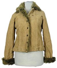 Dámská béžová manšestrová zateplená bunda s kožíškem zn. Cherokee 