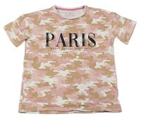 Růžové army tričko s nápisem zn. Matalan