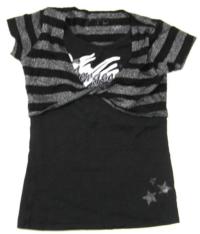 Černo-stříbrné tričko s nápisem zn. Y.d. 