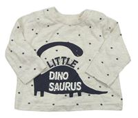 Šedé melírované triko s dinosaurem a nápisem zn. Topomini