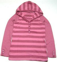 Outlet - Růžové pruhované triko s kapucí zn. Next