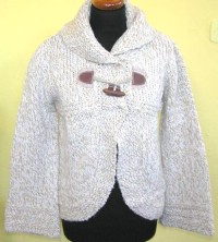 Dámský béžovo-bílý pletený propínací svetr zn. Zara