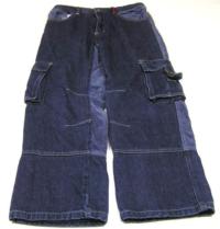 Tmavomodré riflovo/manžestrové oteplené kalhoty zn. TCM