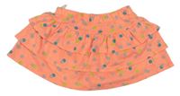 Neonově oranžová puntíkatá vrstvená sukně s všitými kalhotkami zn. C&A