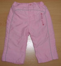 Růžové šusťákové oteplené kalhoty s nápisem