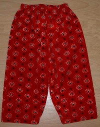 Červené sametové kalhoty s kytičkami zn. Marks&Spencer