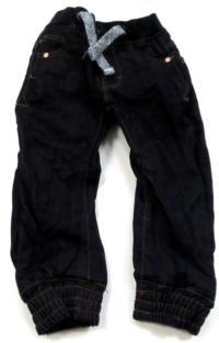 Tmavomodré cuff leg riflové kalhoty 