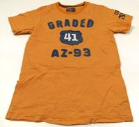 Oranžovo-bílé pruhované tričko s nápisem zn. H&M