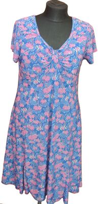 Dámské modro-růžové květované šaty vel. XXL