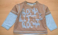 Hnědo-modré triko s nápisy zn. Rocha