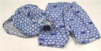 Set-Modré kojenecké kraťásky+čepička s kšiltem a rybičkami 
