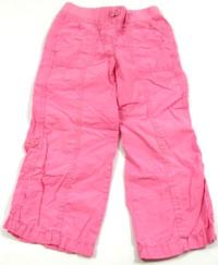 Růžové plátěné roll-up kalhoty zn. Cherokee