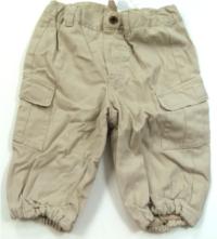 Béžové plátěné cuff kalhoty s kapsami zn. H&M 
