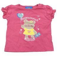 Růžové tričko s medvídkem a nápisy zn. Topolino