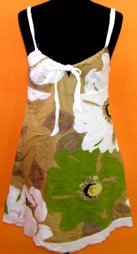 Dámské bílo-béžovo-zelené plátěné šaty s květy zn. Oasis