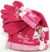 Outlet - 2set- Růžová čepička+rukavičky s Minnie zn. Disney