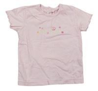 Růžové tričko s nápisem a obrázky zn. H&M