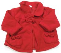 Červený fleecový podzimní kabátek s mašličkami a límečkem zn. Next