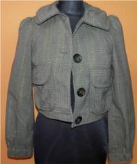 Dámský béžovo-khaki kostkovaný kabátek 