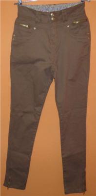 Outlet - Dámské hnědé skinny kalhoty s vysokým pasem zn. Denim