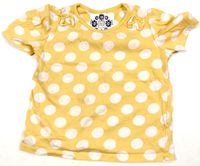Žluto-bílé puntíkaté tričko s mašličkou zn.TU