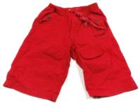 Červené 3/4 plátěné kalhoty 